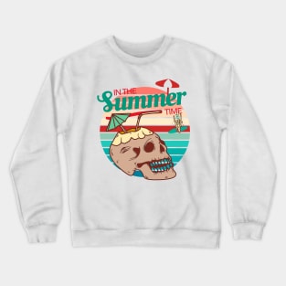 Summer. Vintage skull cocktail enjoying the summer season. Summer time. Crewneck Sweatshirt